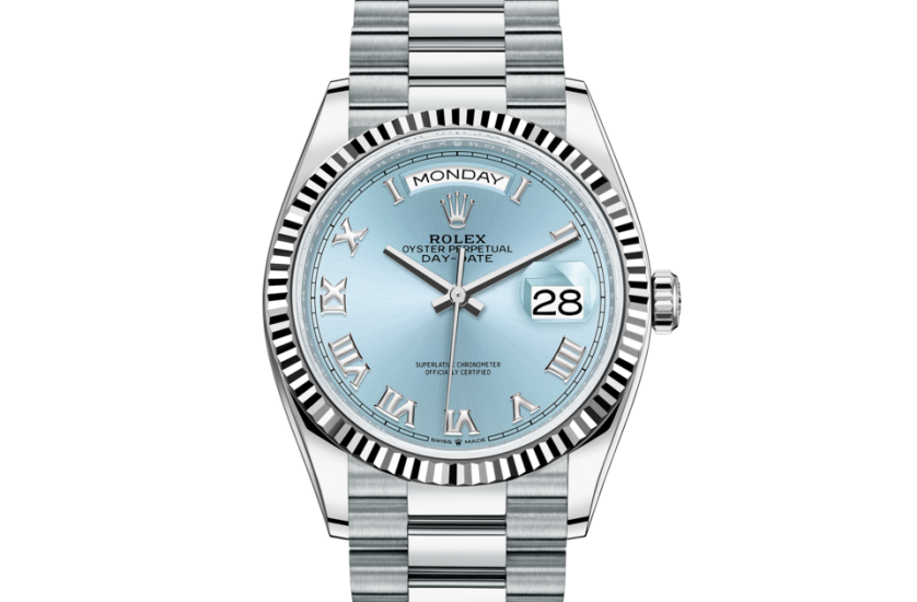 Platinum rolex blue face hot sale