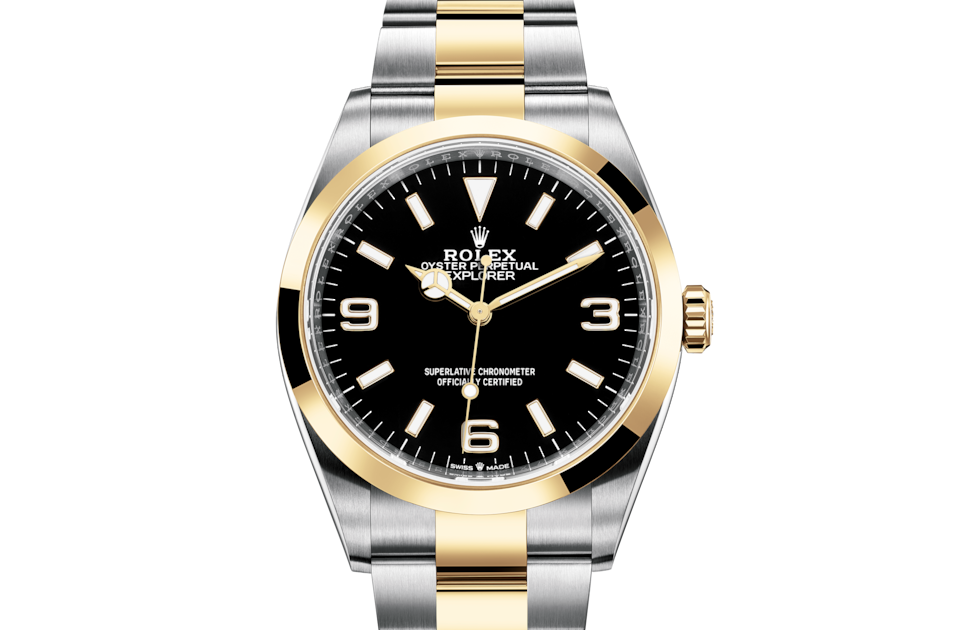 Rolex Explorer in Oystersteel and gold m124273-0001 at Reeds Jewelers